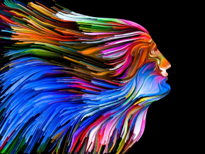 عکس با کیفیت نقاشی صورت مرد با رگه های رنگی